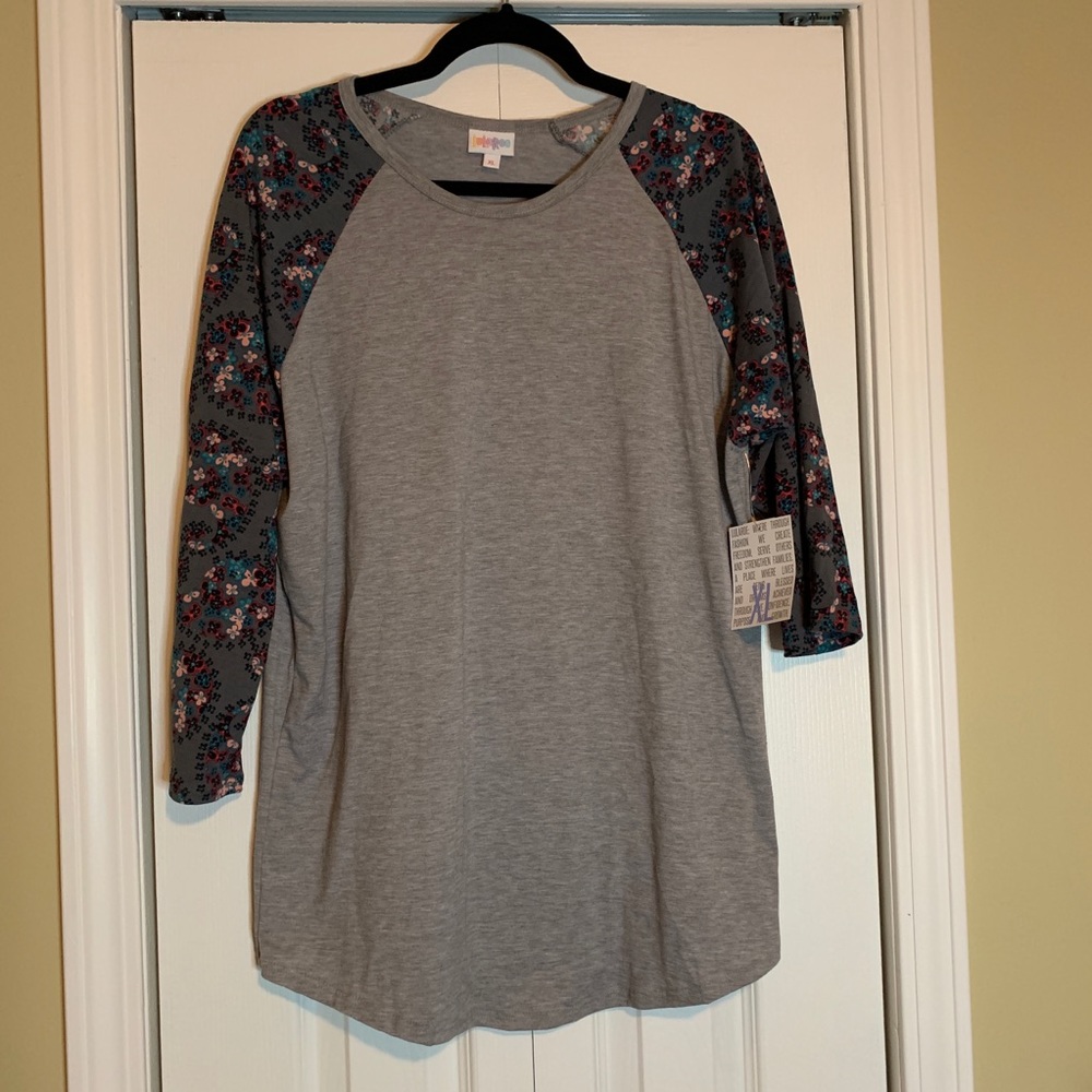LuLaRoe Randy Shirt XL NWT Gray Floral